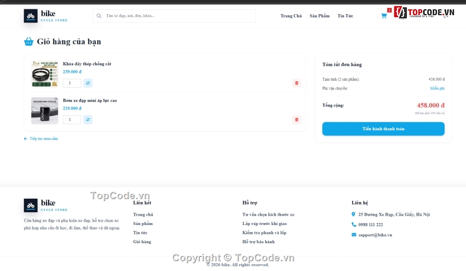 website,bán website,web bán xe đạp